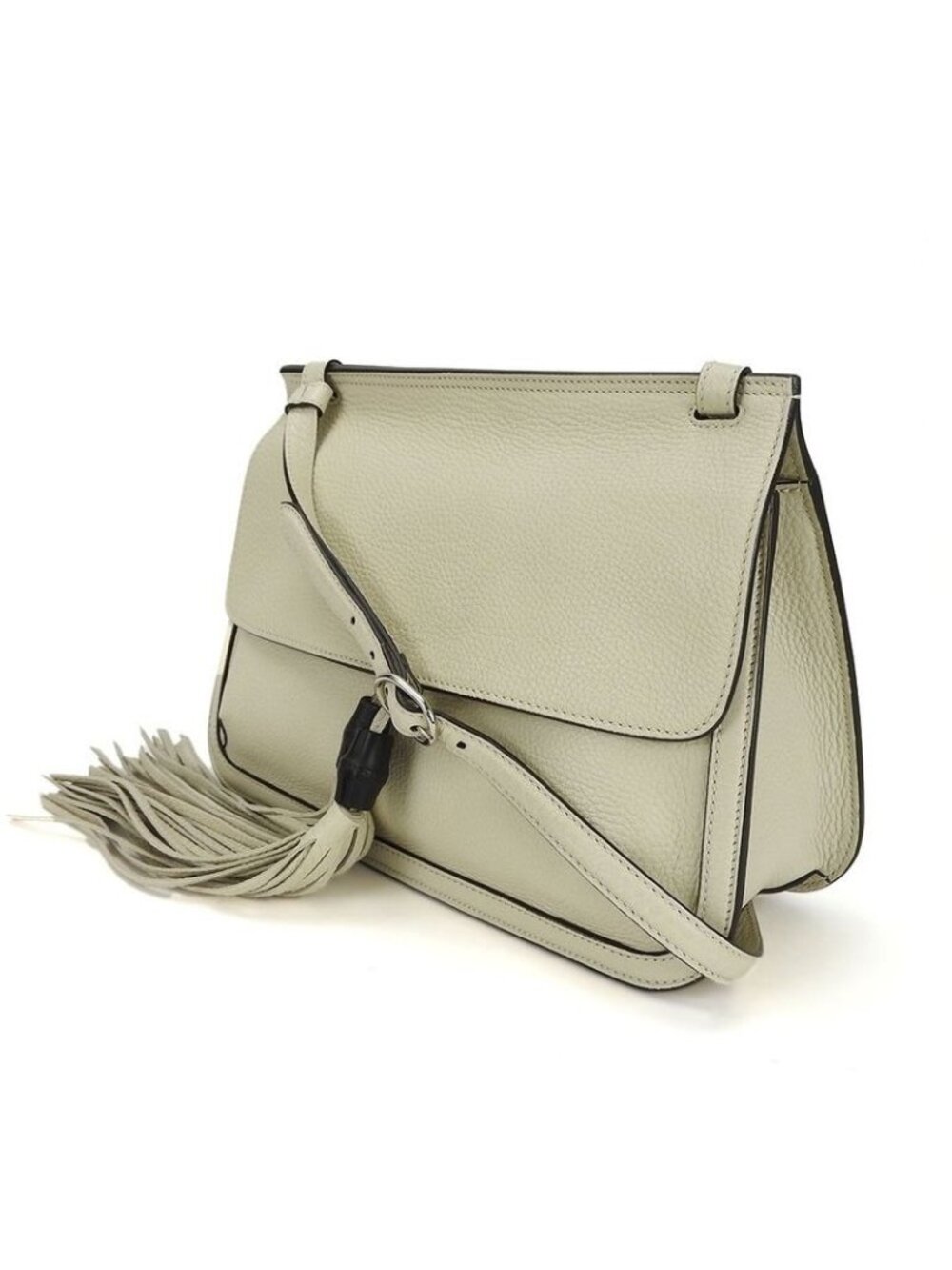 Gucci Shoulder Bag Bamboo Daily Leather Ivory Simple Usual Women
